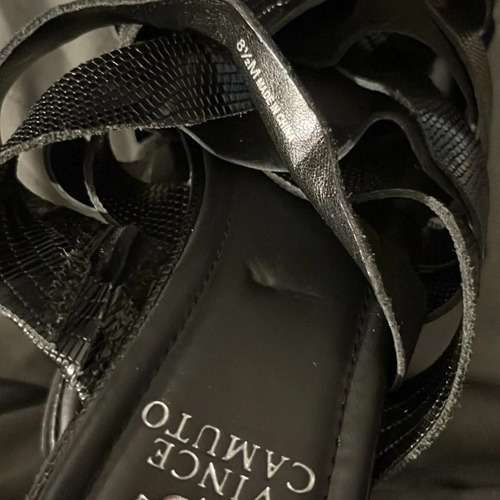 Vince Camuto Deljesta Black Braided Leather Strap Mules Size 8.5 - Picture 9 of 9